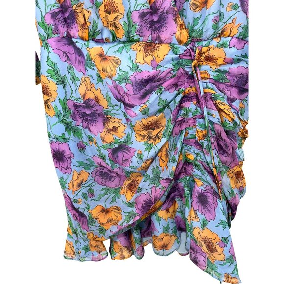 Veronica Beard $598 Silk Sean Floral Printed Ruched Mini Dress Sz 8 NEW - Picture 7 of 11